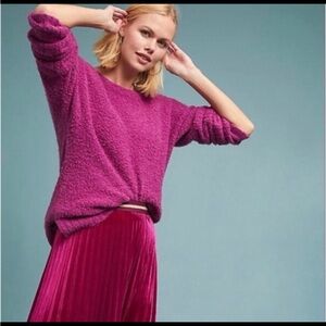 Gently Used Anthropologie Sleeping Snow Lavina Sweater in Fuchsia, Size XS